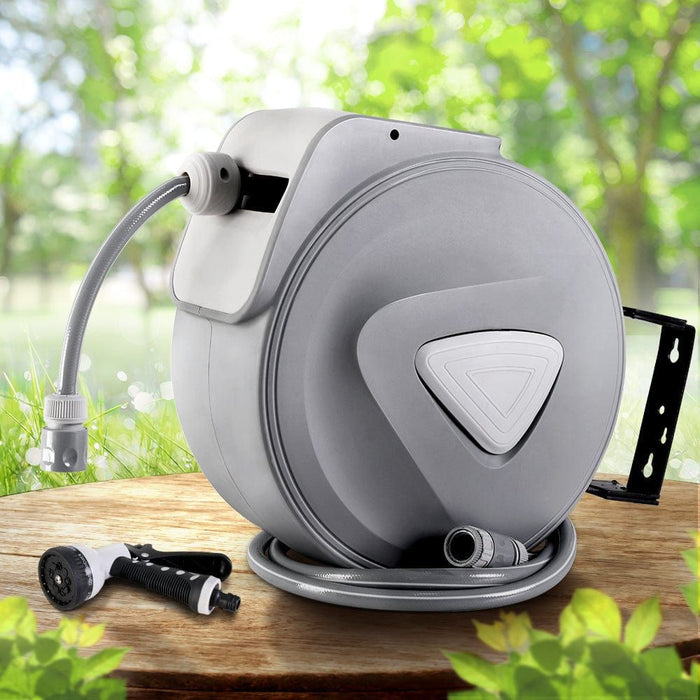 20M Retractable Water Hose Reel Garden Storage AutoRewind Spray Gun-#product_category#-Home Living Store
