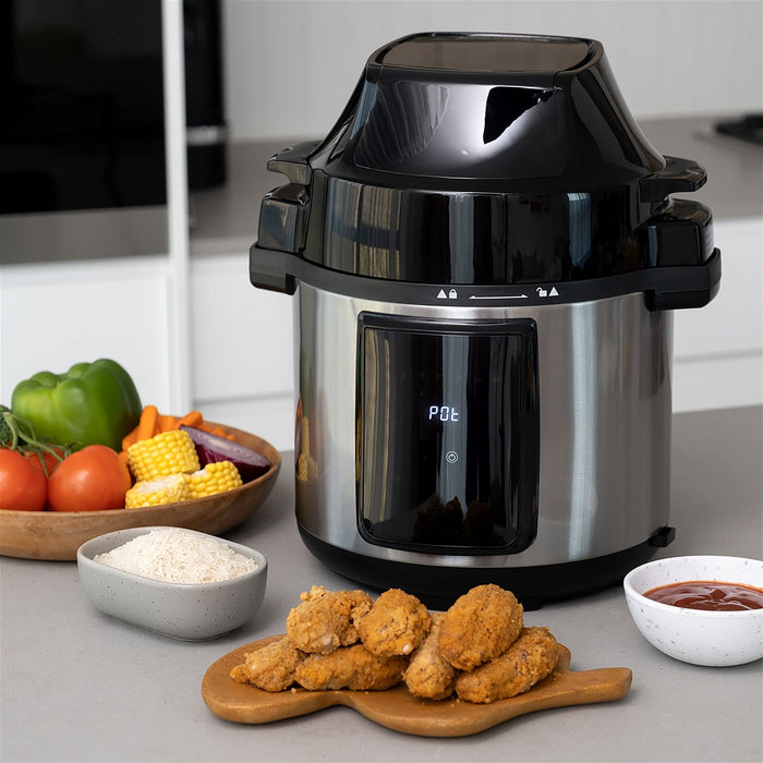 6L Air Fryer + Pressure Cooker (Silver) Kitchen Appliance-#product_category#-Home Living Store