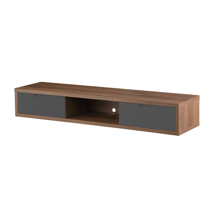 Air Entertainment Unit, Wall Mount, Entertainment Unit, 1800mm Dark Oak with Grey Drawers by Criterion