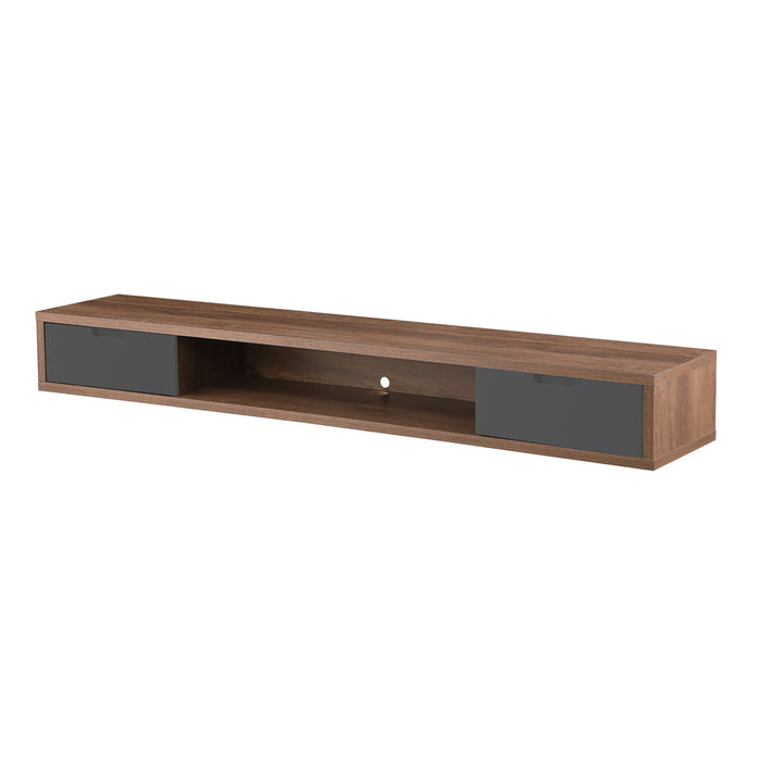 Air Entertainment Unit, Wall Mount, Entertainment Unit, 2000mm Dark Oak with Grey Drawers by Criterion