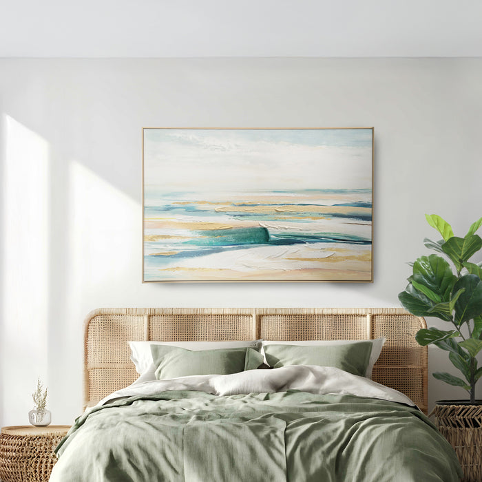 Brushmarks Embellished Canvas Abstract Coastal by Urban Style