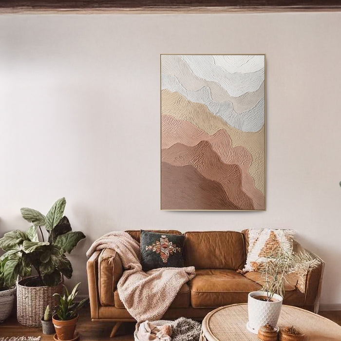Brushmarks Oil Painting Textured Ochre Ripples by Urban Style