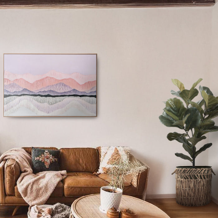 Brushmarks Oil Painting Textured Pink Landscape by Urban Style