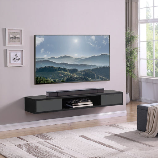 Air Entertainment Unit, Wall Mount, Entertainment Unit, 1800mm Black Oak with Grey Drawers by Criterion-#product_category#-Home Living Store