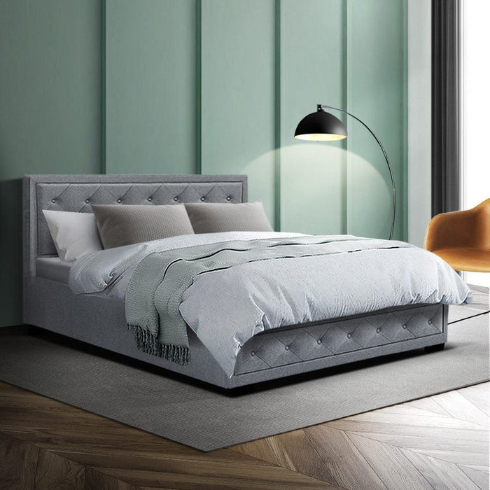 Artiss Bed Frame Double Size Gas Lift Grey TIYO -Home Living Store - -