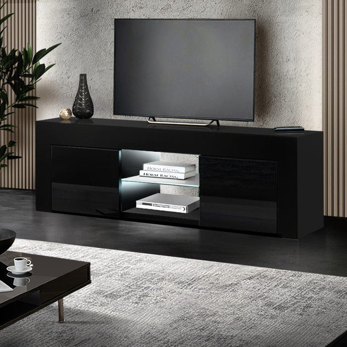 Artiss Entertainment Unit TV Cabinet LED 130cm Black Angus -Home Living Store - -