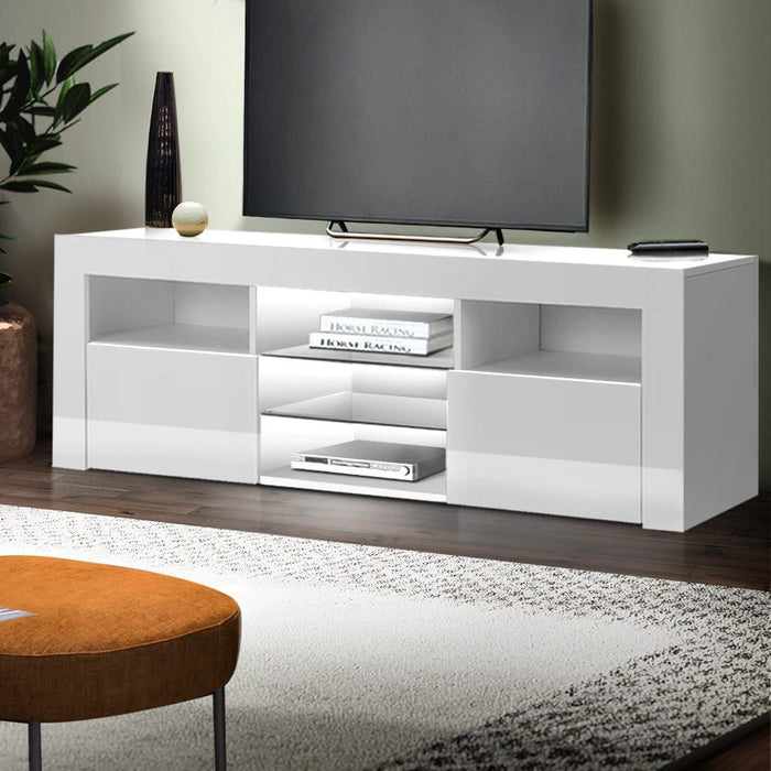 Artiss Entertainment Unit TV Cabinet LED 145cm White Angus -Home Living Store - -