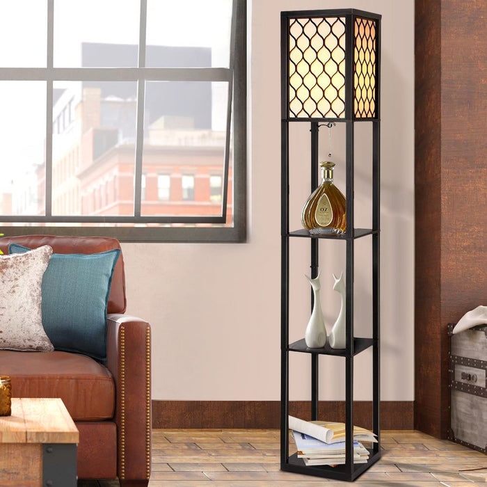Artiss Floor Lamp Storage Shelf LED Lamps Vintage Standing Reading Light Bedroom -Home Living Store - -