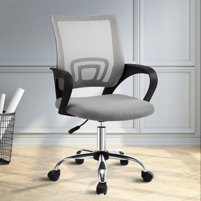 Artiss Mesh Office Chair Mid Back Grey -Home Living Store - -