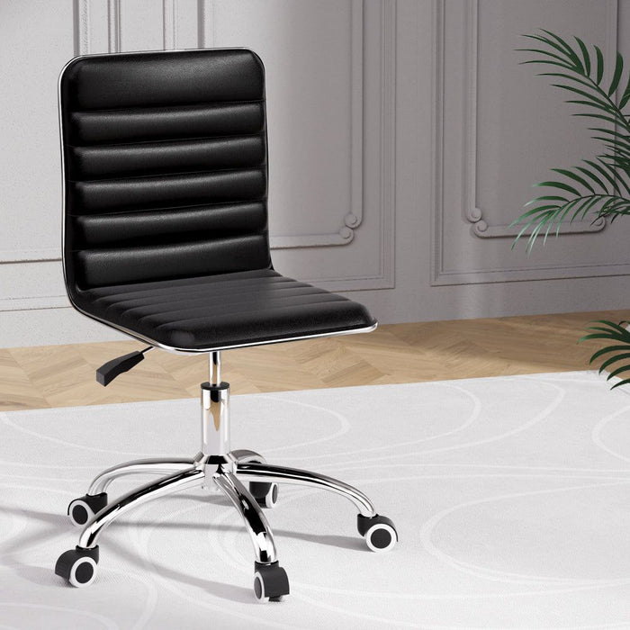 Artiss Office Chair Computer Desk Gaming Chairs PU Leather Low Back Black -Home Living Store - -