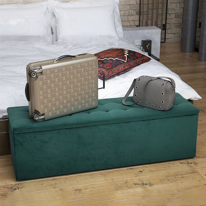 Artiss Storage Ottoman Blanket Box 140cm Velvet Green -Home Living Store - -