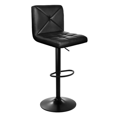 Four Bar Stools Gas Lift Leather Chair Black-#product_category#-Home Living Store
