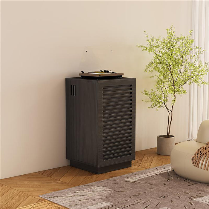 BURBANK HIFI Unit, Modern Black Audio Cabinet with Ventilated Slotted Doors by Tauris