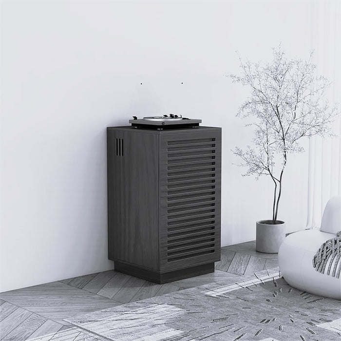 BURBANK HIFI Unit, Modern Black Audio Cabinet with Ventilated Slotted Doors by Tauris