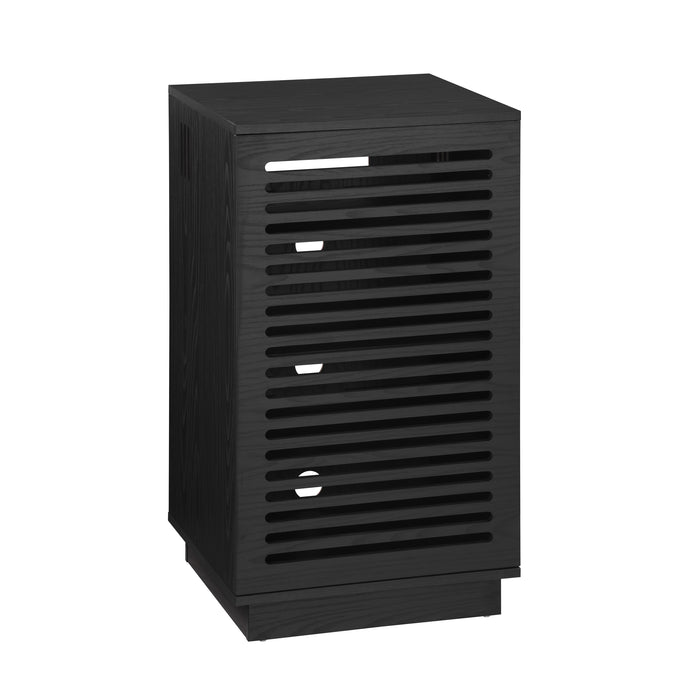 BURBANK HIFI Unit, Modern Black Audio Cabinet with Ventilated Slotted Doors by Tauris