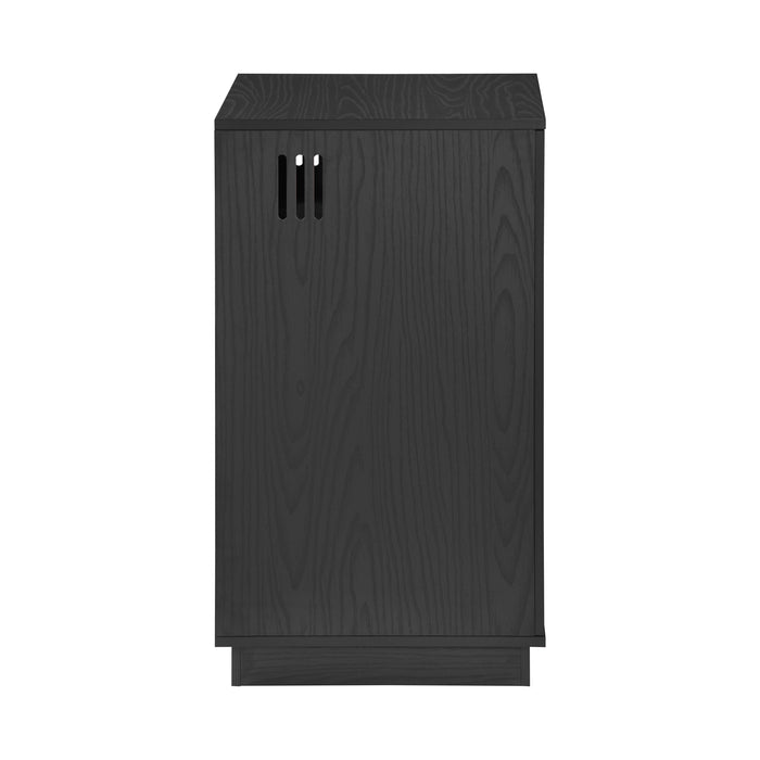 BURBANK HIFI Unit, Modern Black Audio Cabinet with Ventilated Slotted Doors by Tauris