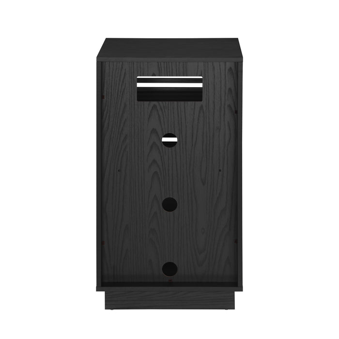 BURBANK HIFI Unit, Modern Black Audio Cabinet with Ventilated Slotted Doors by Tauris
