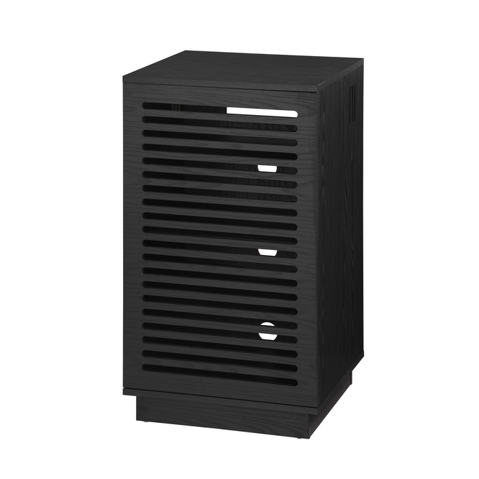 BURBANK HIFI Unit, Modern Black Audio Cabinet with Ventilated Slotted Doors by Tauris