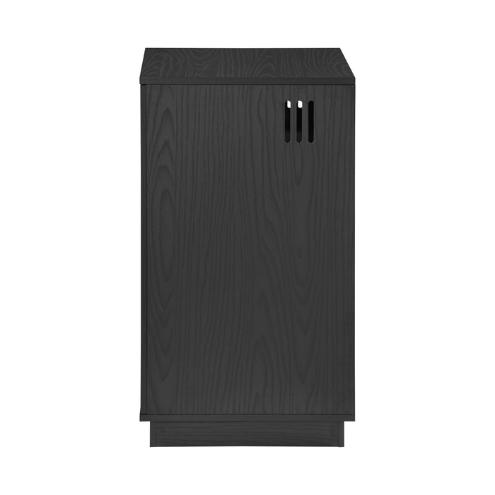 BURBANK HIFI Unit, Modern Black Audio Cabinet with Ventilated Slotted Doors by Tauris