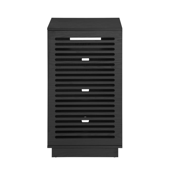 BURBANK HIFI Unit, Modern Black Audio Cabinet with Ventilated Slotted Doors by Tauris