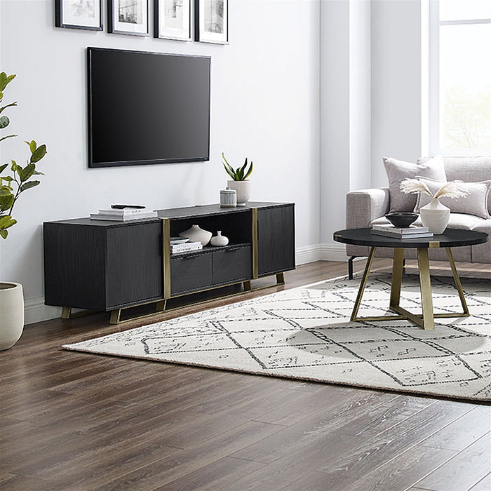 CAPRI Entertainment Unit, TV Cabinet, TV Unit - Black Oak, Gold by Criterion - Home Living Store - Entertainment Unit