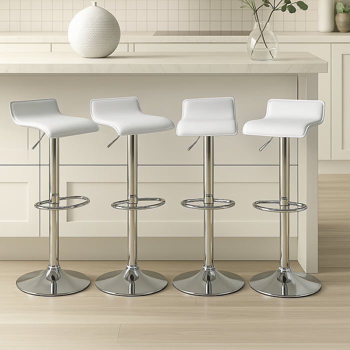 Set of Four Craig Bar Stools Gas Lift Chrome White by Urban Style