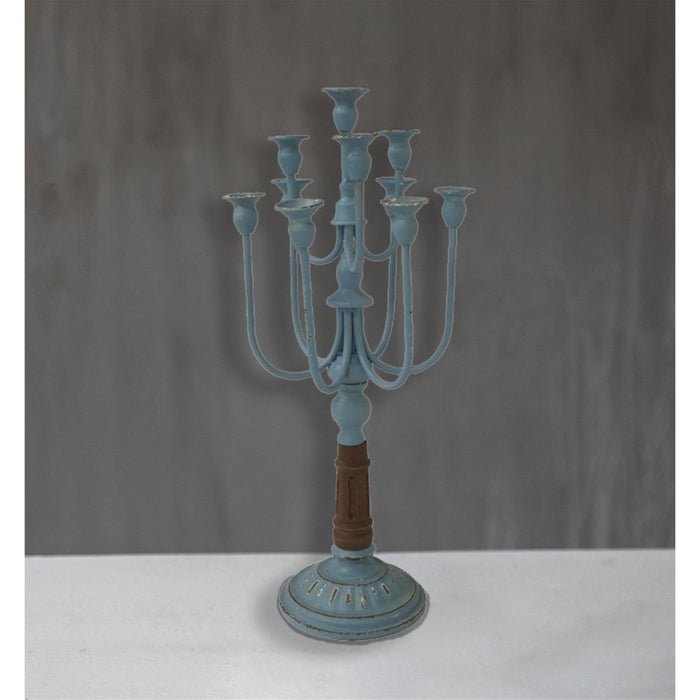 Candelabra Candle Holder Blue Rustic Finish by Urban Style -Home Living Store - -
