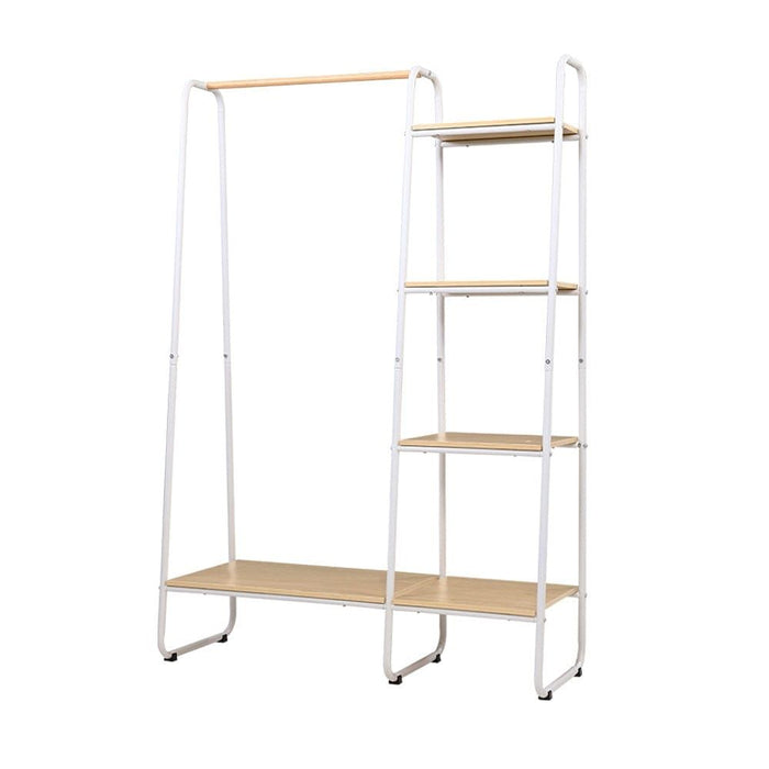 Closet Storage Rack Clothes Hanger Shelf Garment Rail Stand Wardrobe Organiser White -Home Living Store - -