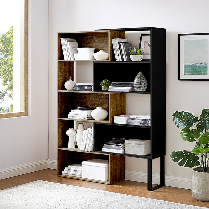 Accord Bookcase 180cm Dark Oak Black by Criterion