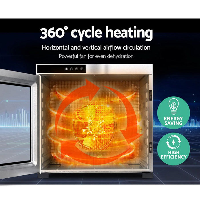 Devanti 10 Trays Food Dehydrator Stainless Steel Tray -Home Living Store - -