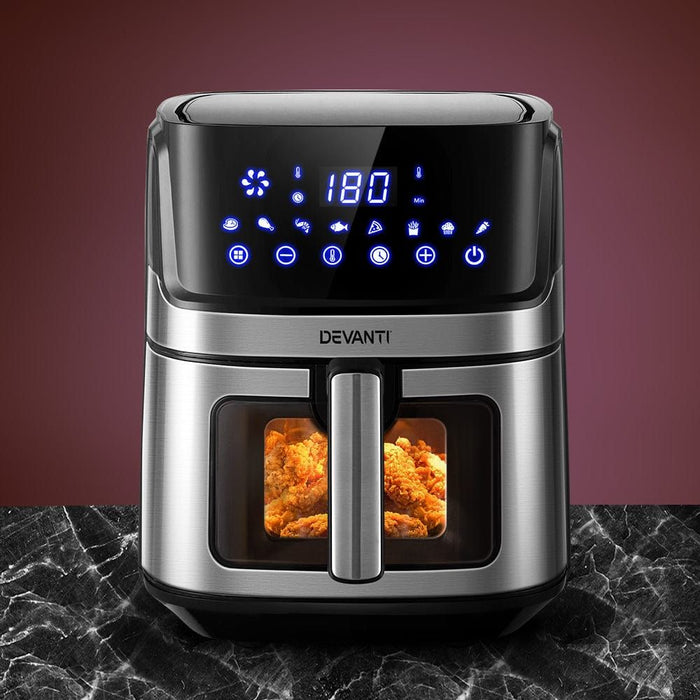 Devanti Air Fryer 6.5L LCD Fryers Oven Airfryer Healthy Cooker Oil Free Kitchen -Home Living Store - -