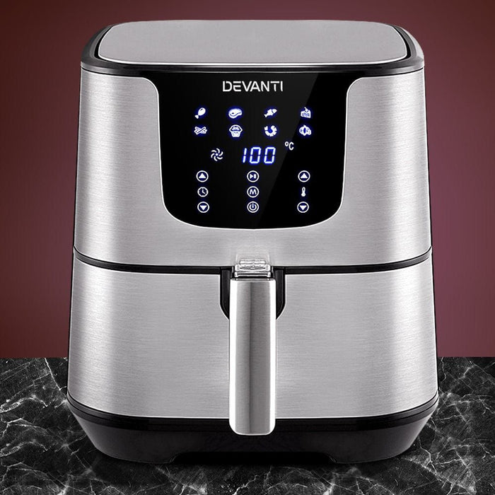 Devanti Air Fryer 7L LCD Fryers Oil Free Oven Airfryer Kitchen Healthy Cooker -Home Living Store - -