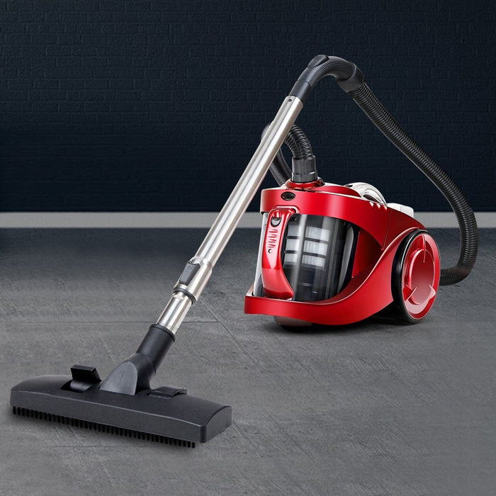 Devanti Bagless Vacuum Cleaner Cleaners Cyclone Cyclonic Vac HEPA Filter Car Home Office 2200W Red -Home Living Store - -