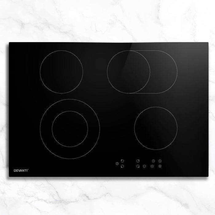 Devanti Ceramic Cooktop 77cm Electric Cooker 4 6 Burner Stove Hob Touch Control -Home Living Store - -