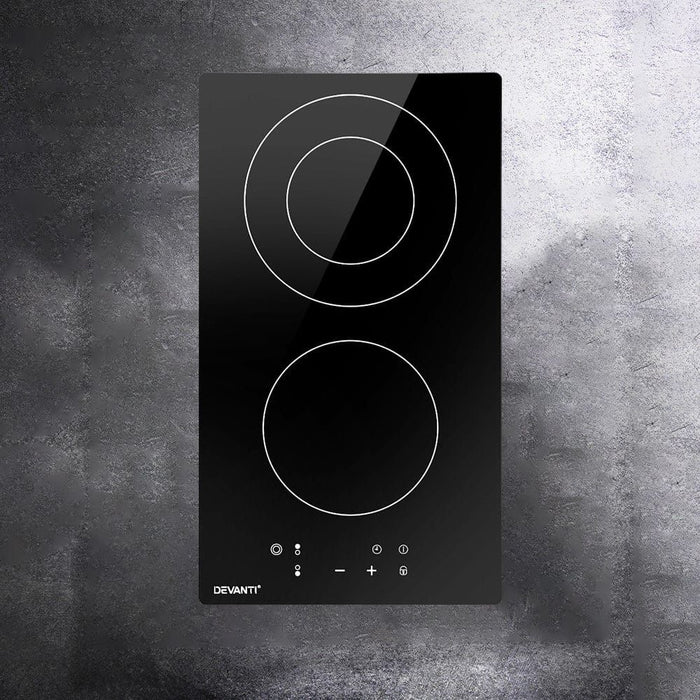 Devanti Electric Ceramic Cooktop 30cm Kitchen Cooker Cook Top Hob Touch Control 3-Zones -Home Living Store - -