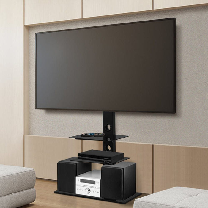 Floor TV Stand Bracket Mount Swivel Height Adjustable 32 to 70 Inch Black -Home Living Store - -