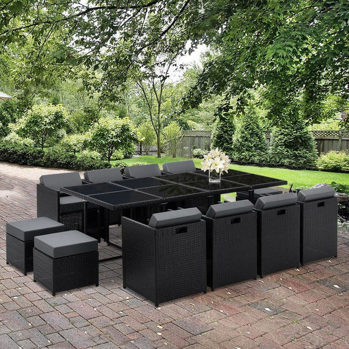 Gardeon 13 Piece Wicker Outdoor Dining Table Set -Home Living Store - -