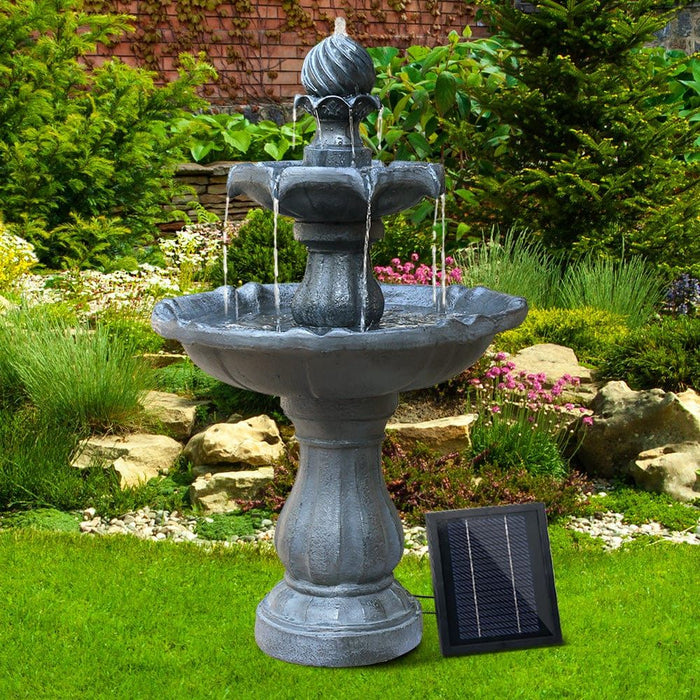 Gardeon 3 Tier Solar Powered Water Fountain - Black -Home Living Store - -