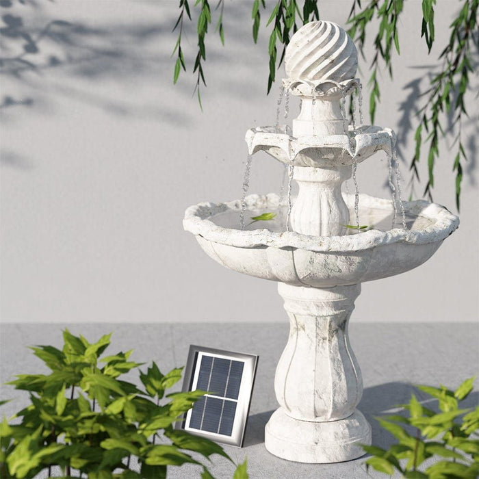 Gardeon 3 Tier Solar Powered Water Fountain - Ivory -Home Living Store - -
