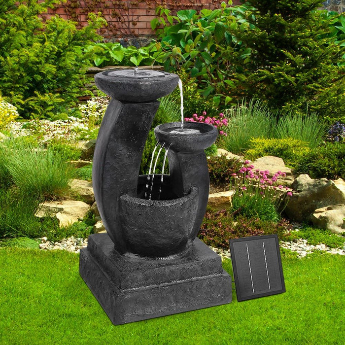 Gardeon 3 Tier Solar Powered Water Fountain with Light - Blue -Home Living Store - -