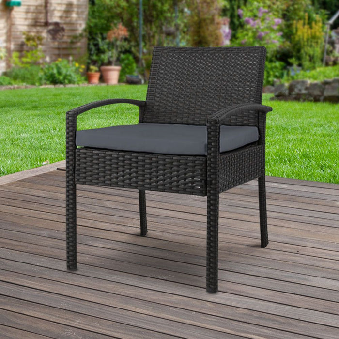 Gardeon Outdoor Furniture Bistro Wicker Chair Black -Home Living Store - -