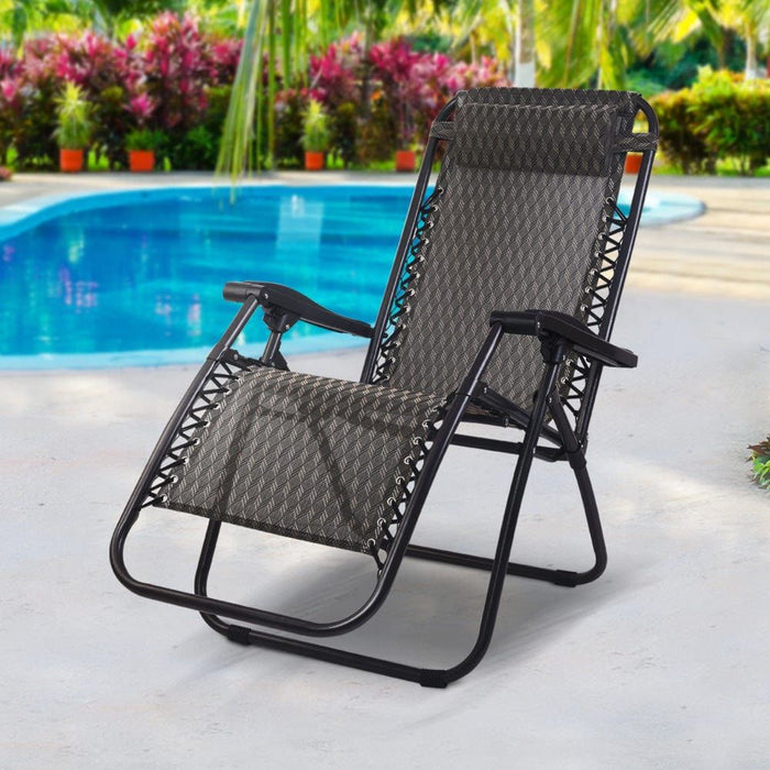 Gardeon Outdoor Portable Recliner - Grey -Home Living Store - -