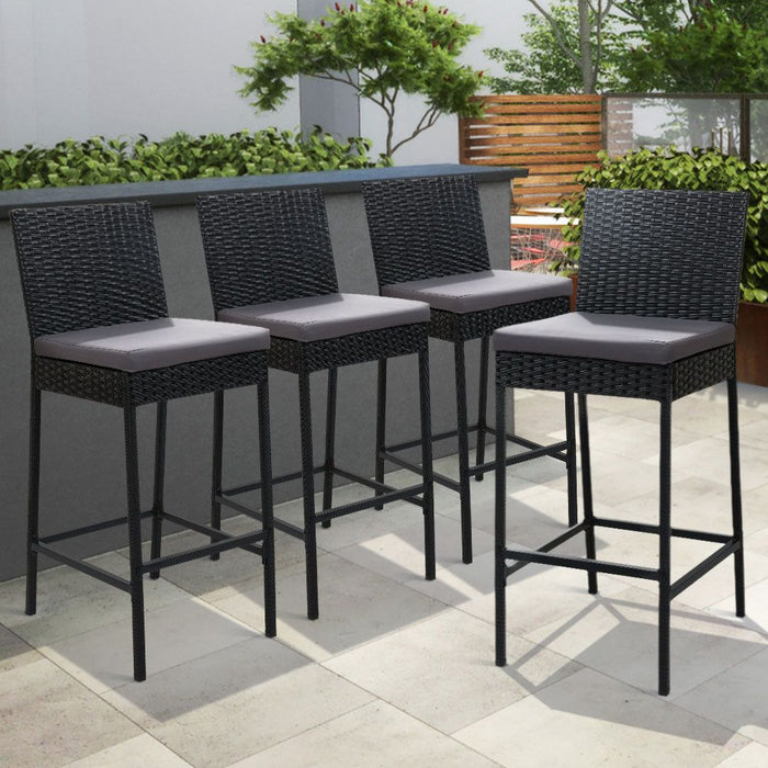 Gardeon Set of 4 Outdoor Bar Stools Dining Chairs Wicker Furniture -Home Living Store - -