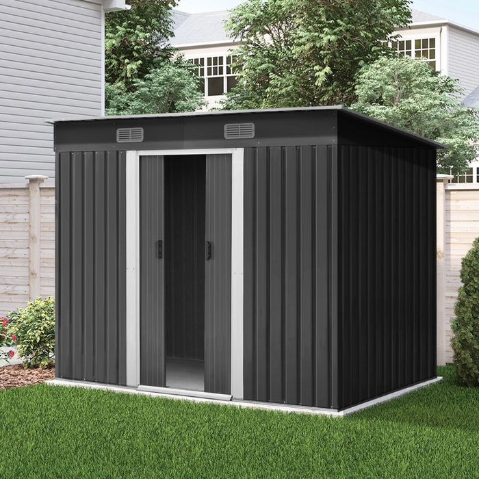 Giantz Garden Shed 2.38x1.31M Sheds Outdoor Storage Tool Metal Workshop Shelter Sliding Door -Home Living Store - -