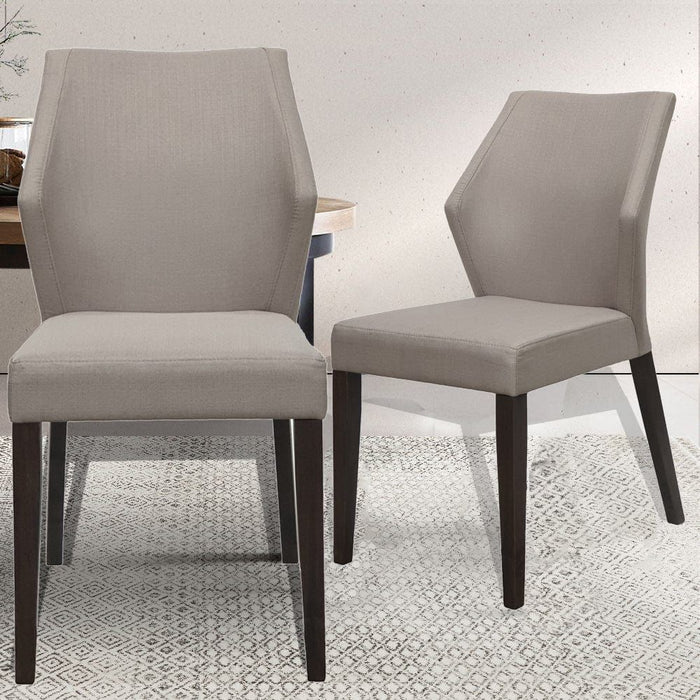 Jon Dining Chair with Modern Winged Back in Chrome Fabric with Solid Rubber Wood Legs in Grey Oak (Set of Two) -Home Living Store - -