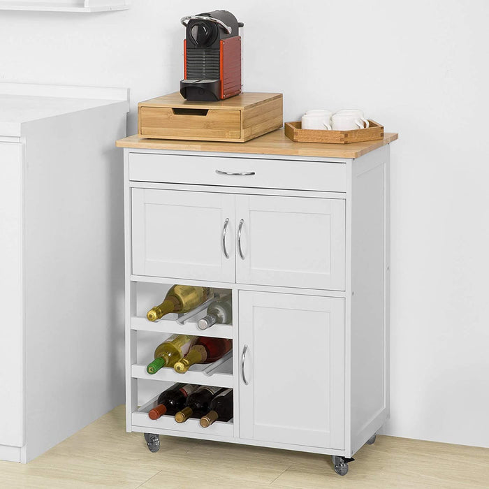 Kitchen Trolley with Wine Racks, Portable Workbench and Serving Cart for Bar or Dining -Home Living Store - -