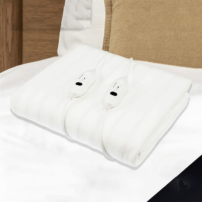 Laura Hill Electric Blanket Queen Size Fitted Underlay Winter Throw - White -Home Living Store - -
