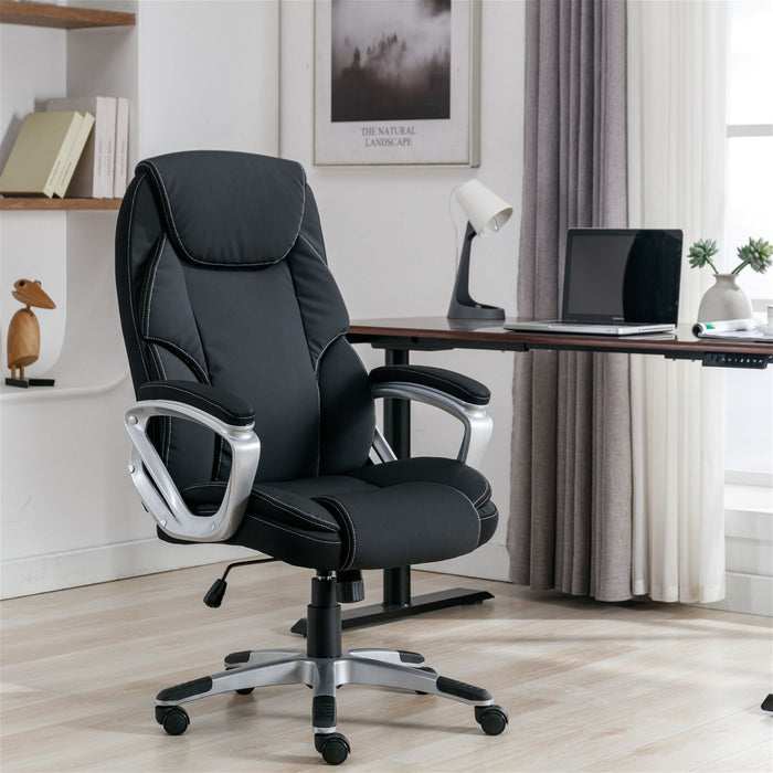 Legacy Ergonomic Office Chair, padded fixed arm rests, Black by Tauris -Home Living Store - -