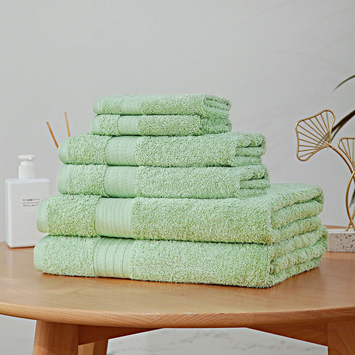 Luxury 6 Piece Soft and Absorbent Cotton Bath Towel Set - Sage Green -Home Living Store - -