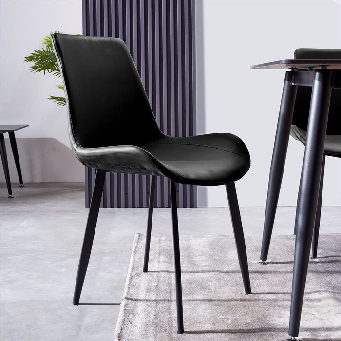 Mendy Dining Chair Black PU Seat and Carbon Steel Frame (Set of Four) by Criterion™ -Home Living Store - -